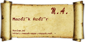 Mazák Azár névjegykártya
